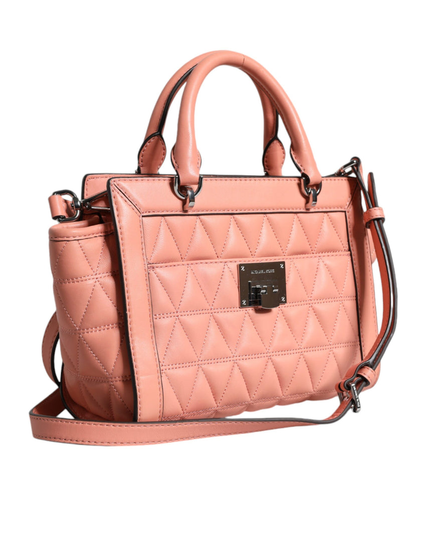 Peach Quilted Leather Logo Crossbody VIVIANNE Messenger BagMICHAEL CROSS Absolutely stunning, 100% Authentic, brand new with tags MICHAEL KORS soft padded diamond quilted leather messenger bag with silver-tone embossed hardware. Model: VIVIANNE messenger