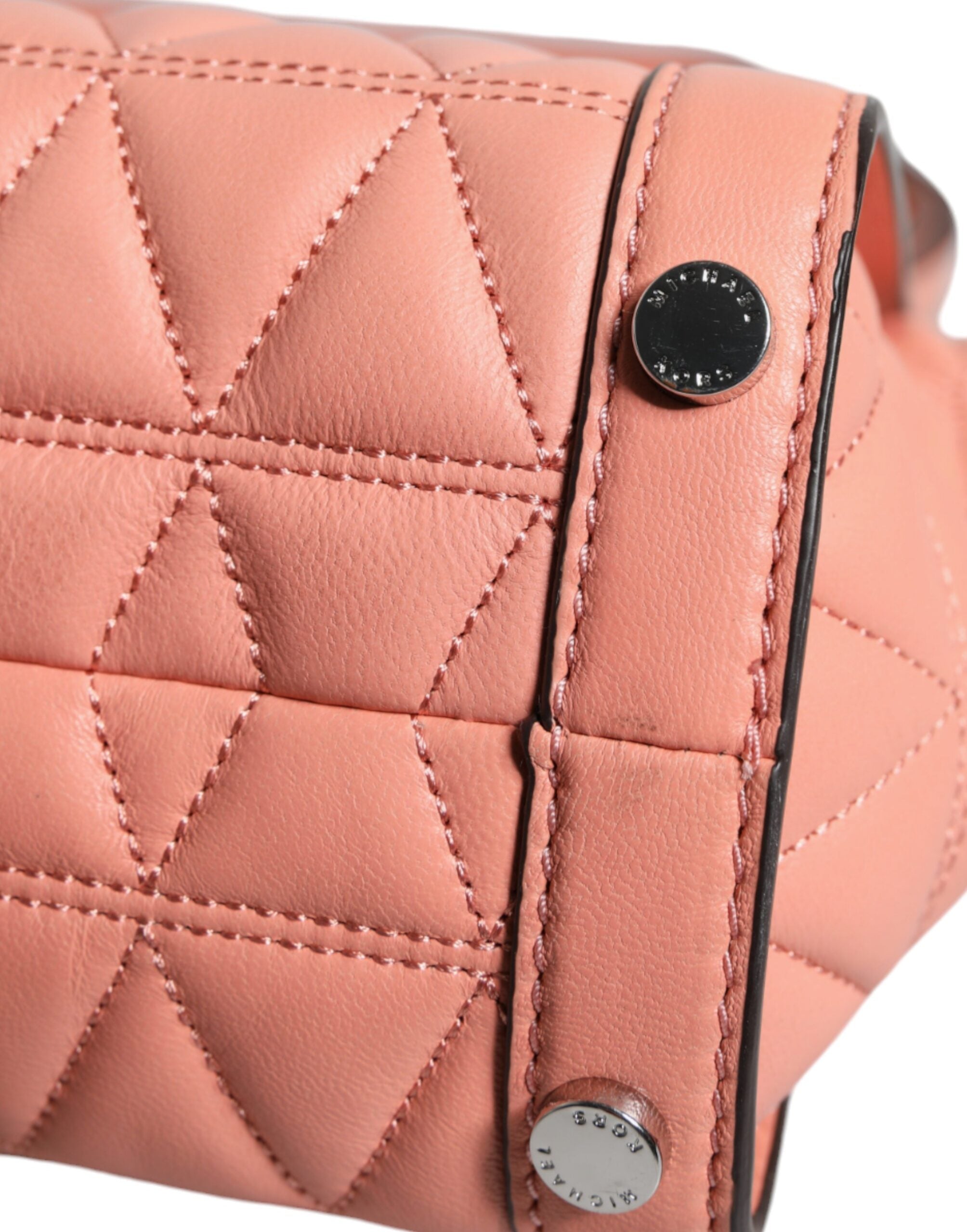 Peach Quilted Leather Logo Crossbody VIVIANNE Messenger BagMICHAEL CROSS Absolutely stunning, 100% Authentic, brand new with tags MICHAEL KORS soft padded diamond quilted leather messenger bag with silver-tone embossed hardware. Model: VIVIANNE messenger