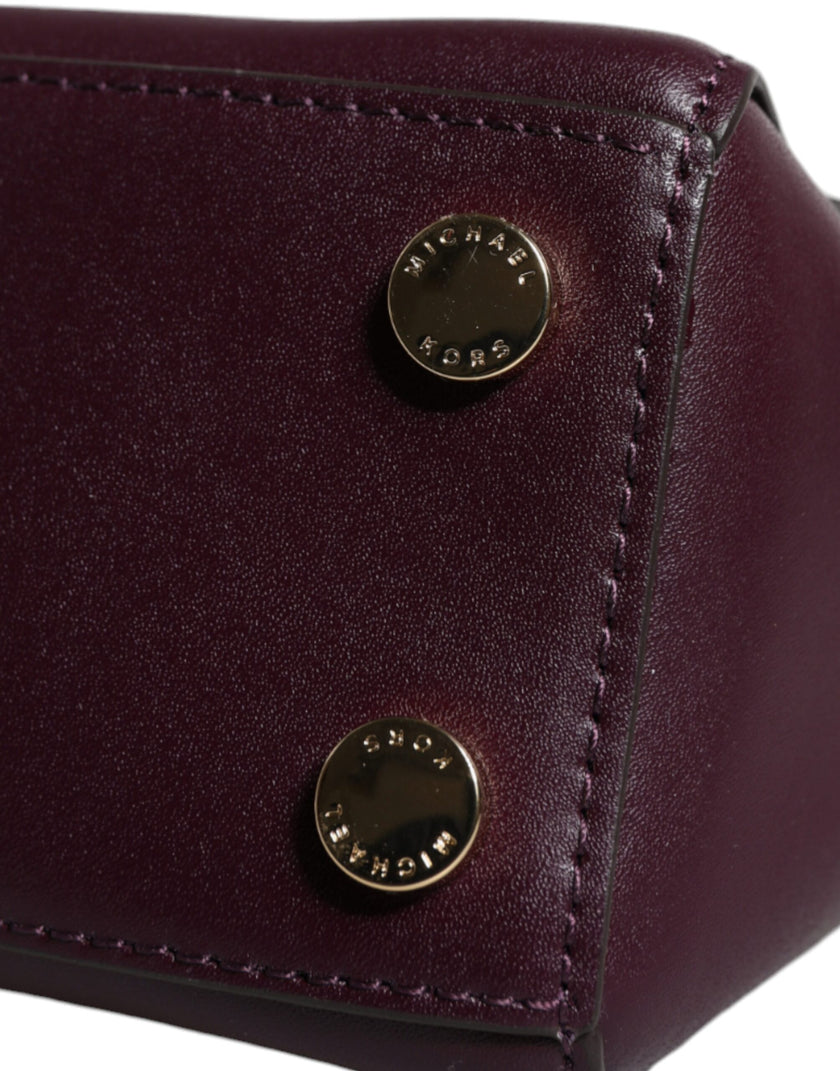 Purple Leather Logo Plaque Crossbody MINDY Satchel BagMICHAEL CROSS Absolutely stunning, 100% Authentic, brand new with tags MICHAEL KORS leather stachel bag with gold-tone embossed hardware. Model: MINDY satchel bag Color: Purple with gold-tone hardware