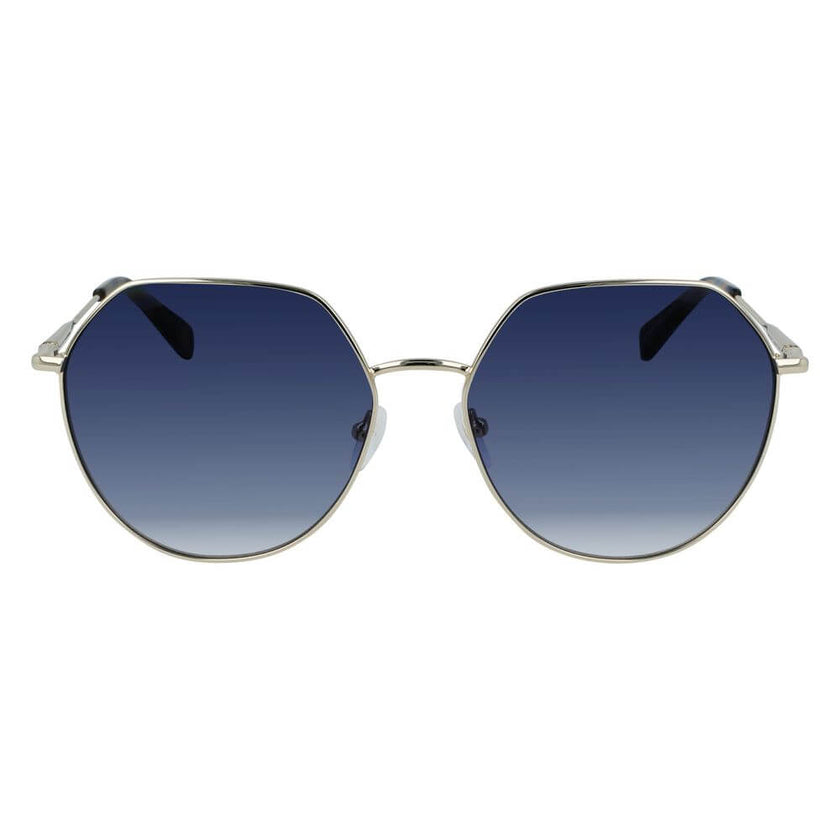Bicolor Metal SunglassesSUNGLASSES LONGCHAMP WOMEN LO154S-713 (Lens/Bridge/Temple) 60/17/140 mm.Material: METAL.Colour: Gold and blue.Measures (Lens/Bridge/Temple): 60/17/140mm.Gradient black.UV filter 2Bicolor Metal Sunglasses${tagsLongchampAulae Bicolor