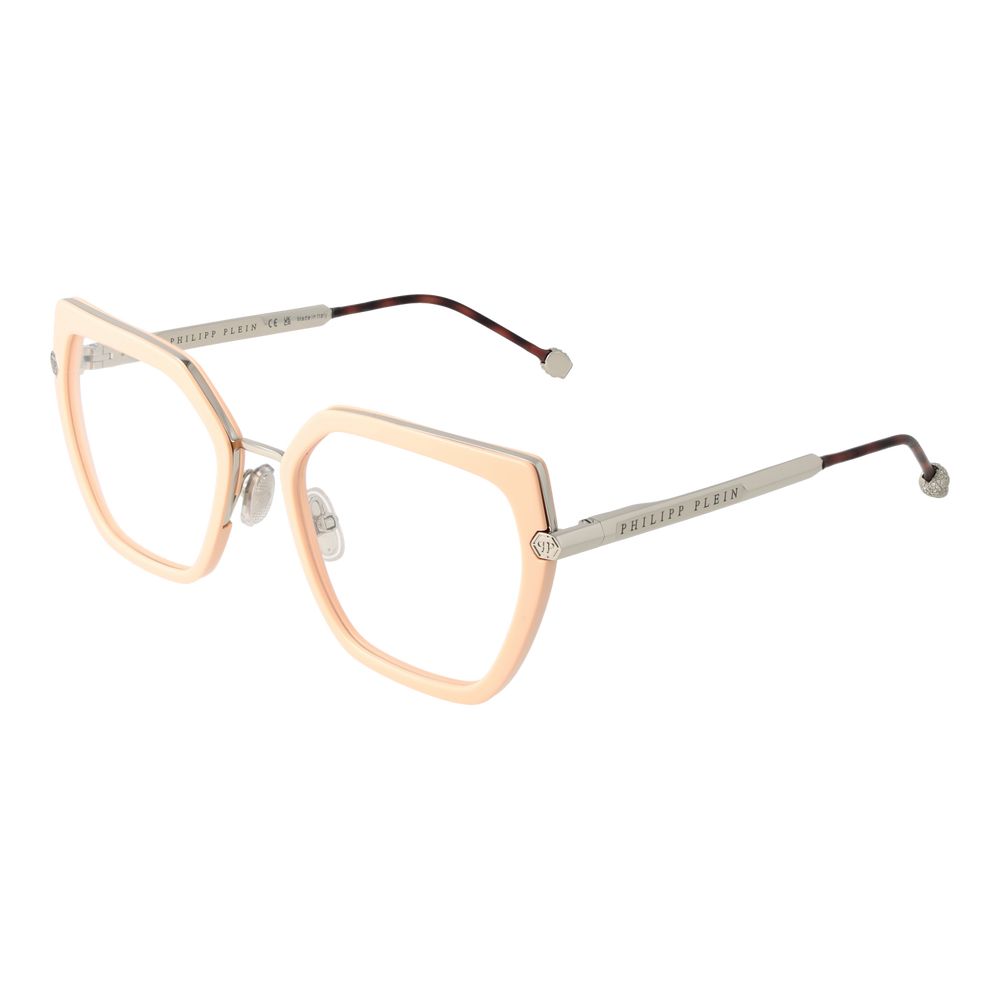 Pink Metal & Plastic Glasses (Frames)Gender Women Main color Rose Frame color Rose Frame material Metal & Plastic Rim Style Full-Rim Lenses Color Demo glasses Lenses Material Plastic Lenses Effect No Extra Lenses Height 43 Bridge width 19 Frame width 140