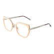 Pink Metal & Plastic Glasses (Frames)Gender Women Main color Rose Frame color Rose Frame material Metal & Plastic Rim Style Full-Rim Lenses Color Demo glasses Lenses Material Plastic Lenses Effect No Extra Lenses Height 43 Bridge width 19 Frame width 140