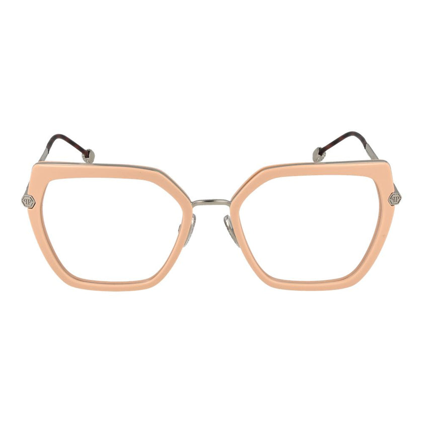 Pink Metal & Plastic Glasses (Frames)Gender Women Main color Rose Frame color Rose Frame material Metal & Plastic Rim Style Full-Rim Lenses Color Demo glasses Lenses Material Plastic Lenses Effect No Extra Lenses Height 43 Bridge width 19 Frame width 140