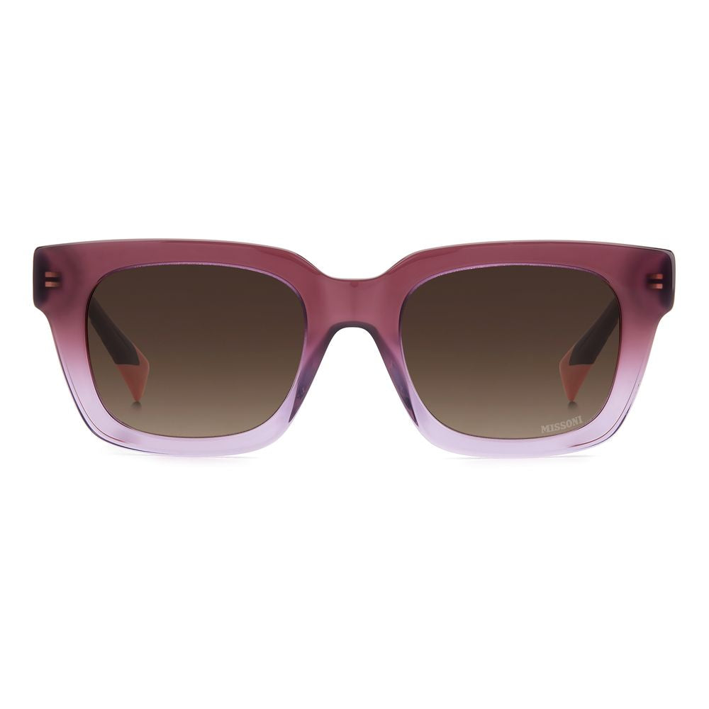 Purple Acetate SunglassesSUNGLASSES MISSONI WOMEN MIS0103S0T7HA (Lens/Bridge/Temple) 50/20/140 mm.Material: ACETATE.Colour: PURPLE.Measures (Lens/Bridge/Temple): 50/20/140mm.BROWN.Alder, iconic and unmistably Missoni: Missoni’s Fabric Collection is a fun