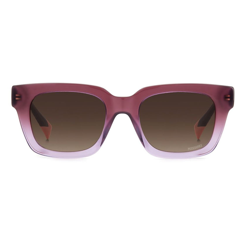 Purple Acetate SunglassesSUNGLASSES MISSONI WOMEN MIS0103S0T7HA (Lens/Bridge/Temple) 50/20/140 mm.Material: ACETATE.Colour: PURPLE.Measures (Lens/Bridge/Temple): 50/20/140mm.BROWN.Alder, iconic and unmistably Missoni: Missoni’s Fabric Collection is a fun
