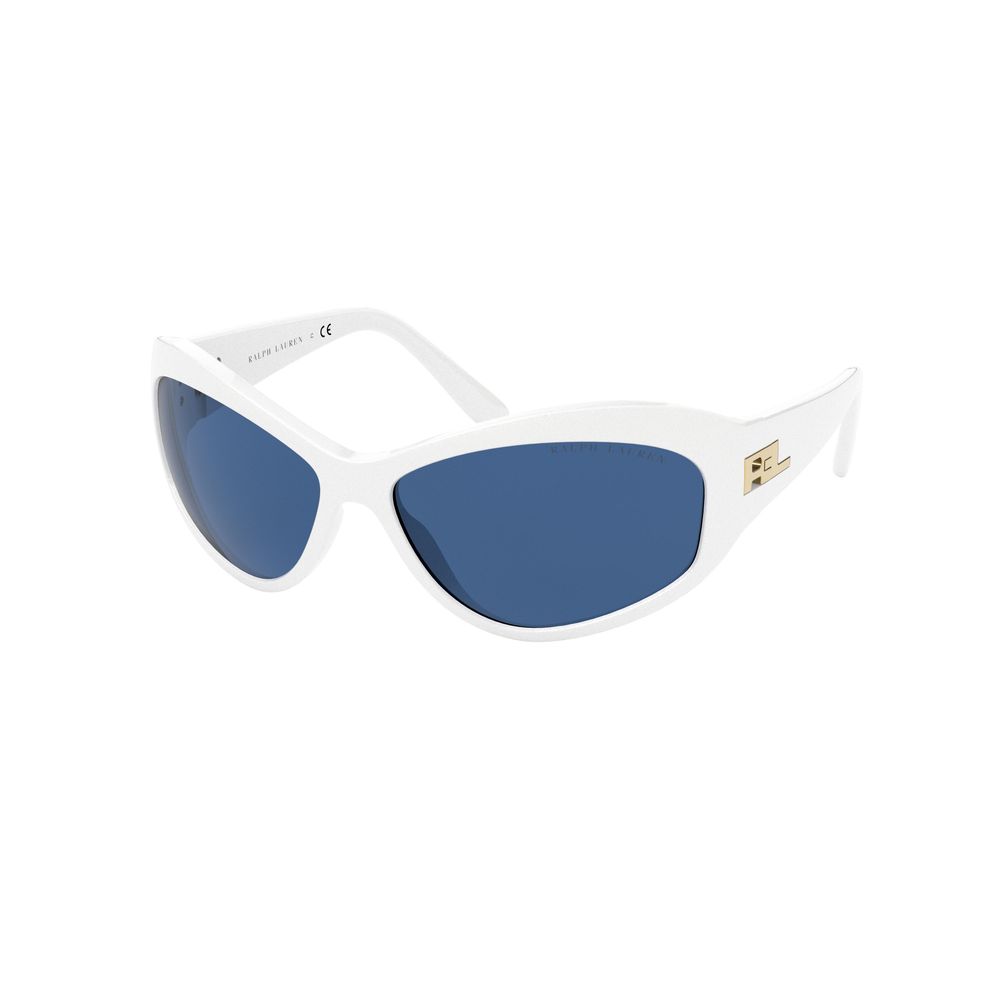 White Synthetic Sunglasses with Blue Lenses by Ralph Lauren