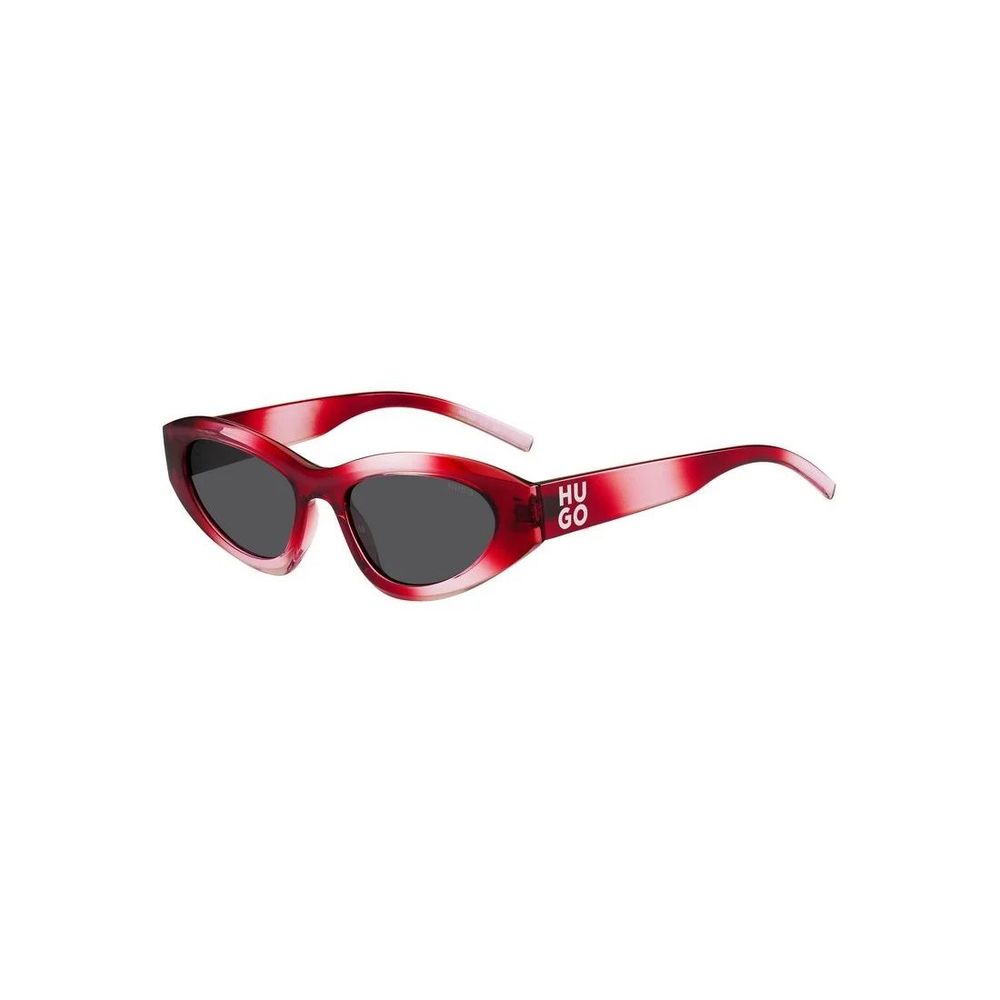 Pinkfarbene synthetische Sonnenbrille mit grauen Gläsern