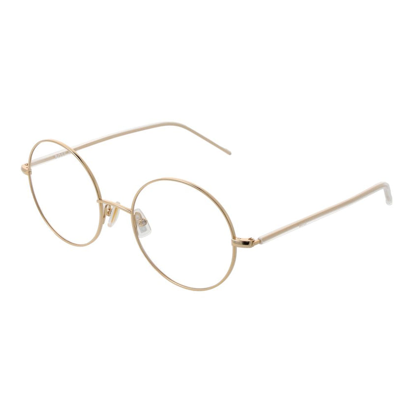 Gold Titanium Glasses (Frames)Gender Women Main color Gold Filter Category None Extra None Frame color Gold Frame material Titanium Lenses Color Demo glasses Lenses Material Plastic Style Round Lenses Effect No Extra Protection None Lenses width 52 Lenses