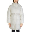Cream Nylon Jackets & CoatThe Calvin Klein Jeans LOGO BELT LONG PUFFER J20J224122 women’s long puffer coat is the perfect choice for those seeking style and protection on colder days. Made with a blend of 52% nylon and 48% polyamide, this jacket is lightw