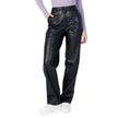 Black Recycled Polyester PantThe Calvin Klein Jeans J20J221385 – FAUX LEATHER HIGH regular-fit women’s trousers offer a contemporary and refined style choice. Crafted from high-quality faux leather, these trousers feature a straight leg and a high-waisted