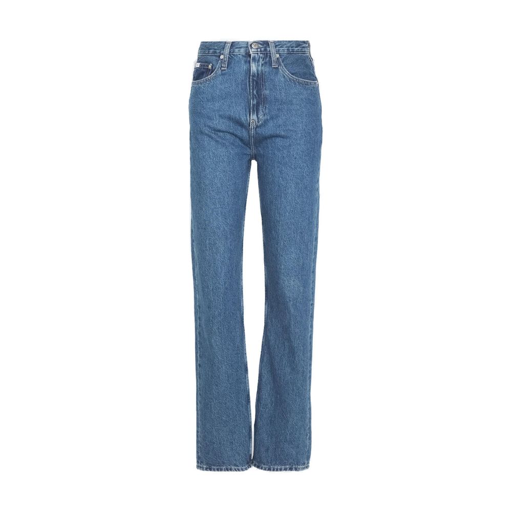 Light Blue Cotton Relaxed Fit JeansThe Calvin Klein Jeans HIGH RISE STRAIGHT J20J222138 women’s wide-leg jeans blend contemporary style with timeless comfort. Featuring a flattering high-rise waist and a straight wide leg, these jeans provide a modern, ve