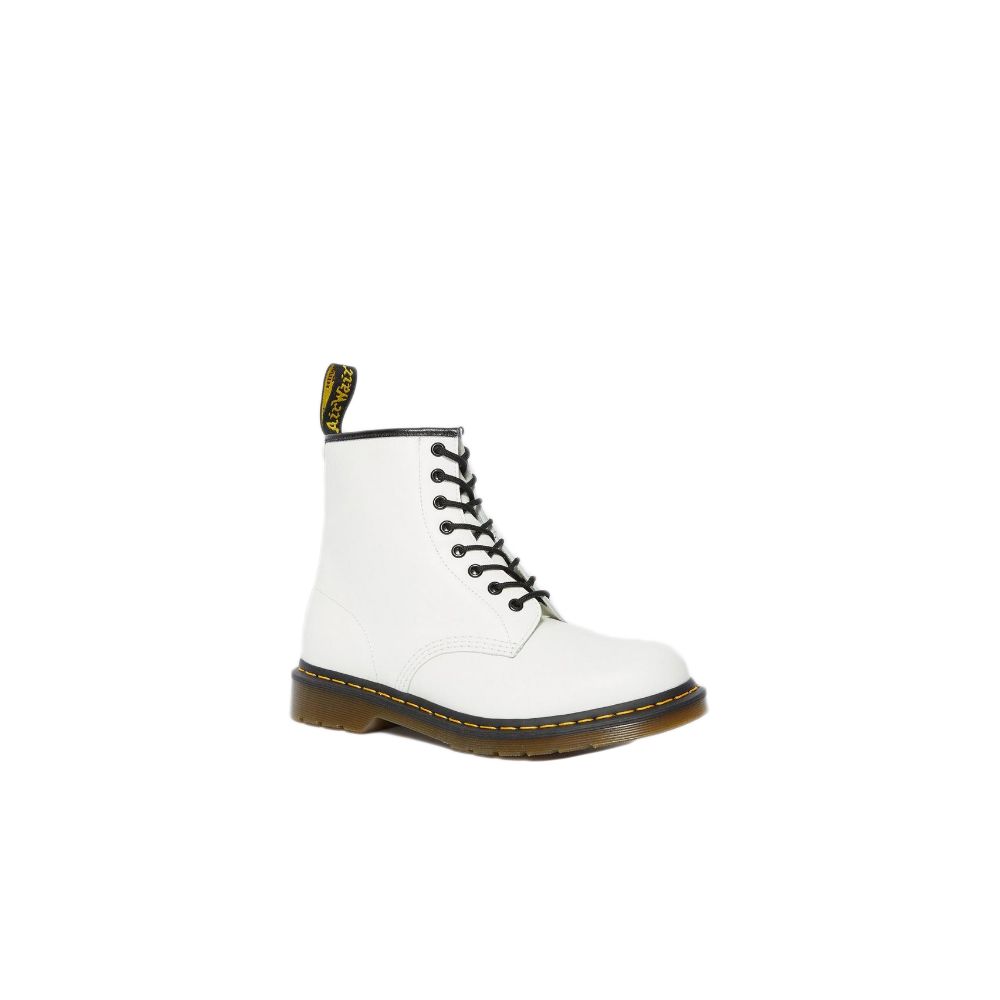 White Leather Ankle Boots with Lace-Up Design