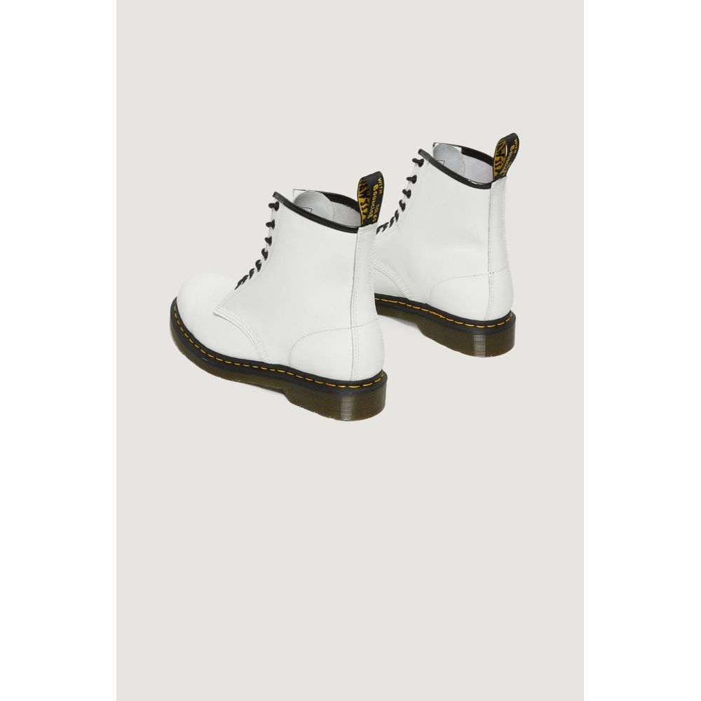 White Leather Ankle Boots with Lace-Up Detail