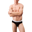 Black Cotton BriefsDiscover the timeless comfort and style of the Calvin Klein Underwear HIP BRIEF men’s briefs in a pack of 3. Made from high-quality materials, featuring 95% cotton and 5% elastane/lycra, these briefs provide a perfect fit and a soft fee