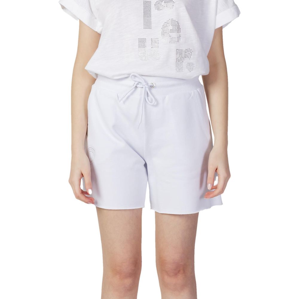 White Cotton Shorts with Signature Logo Embroidery