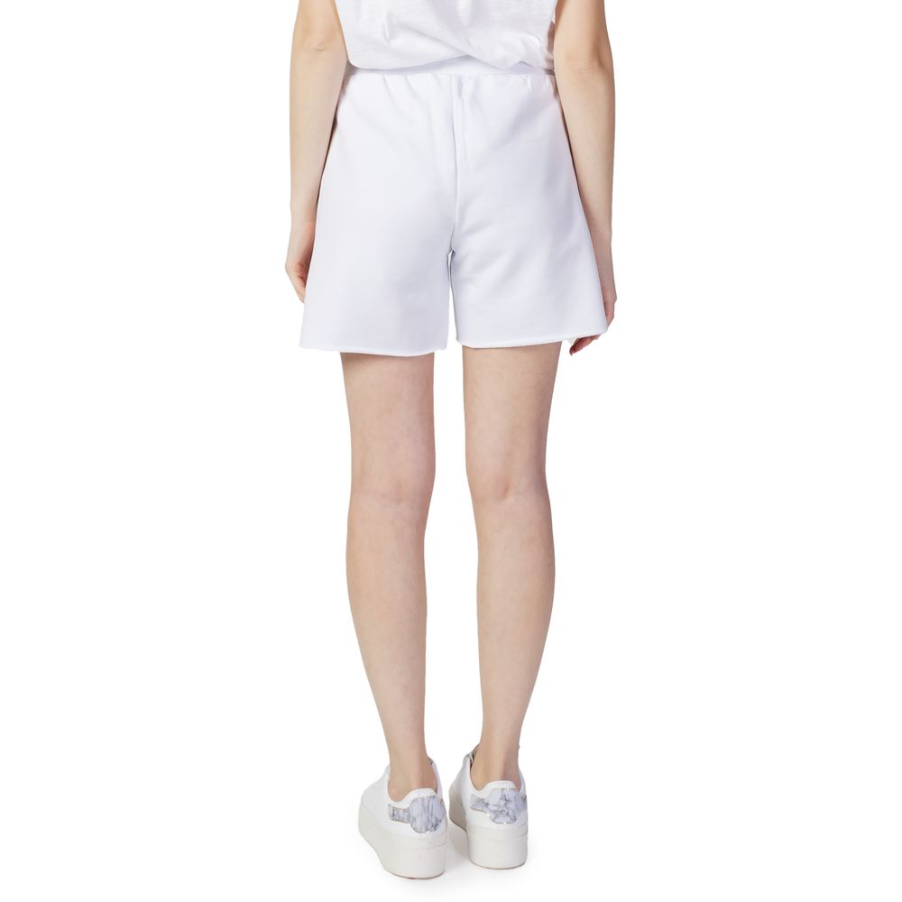 White Cotton Shorts with Signature Logo Embroidery