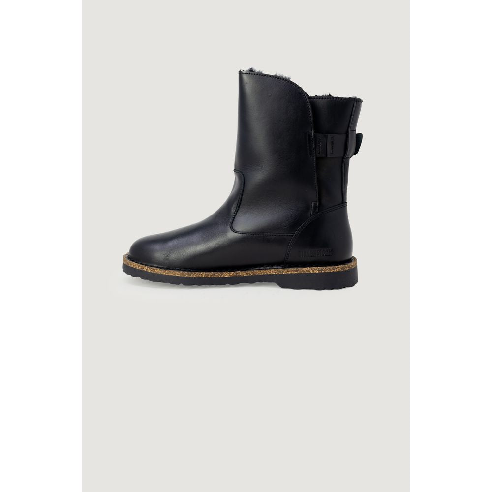 Black Leather Ankle Boots with Shearling Lining by Birkenstock