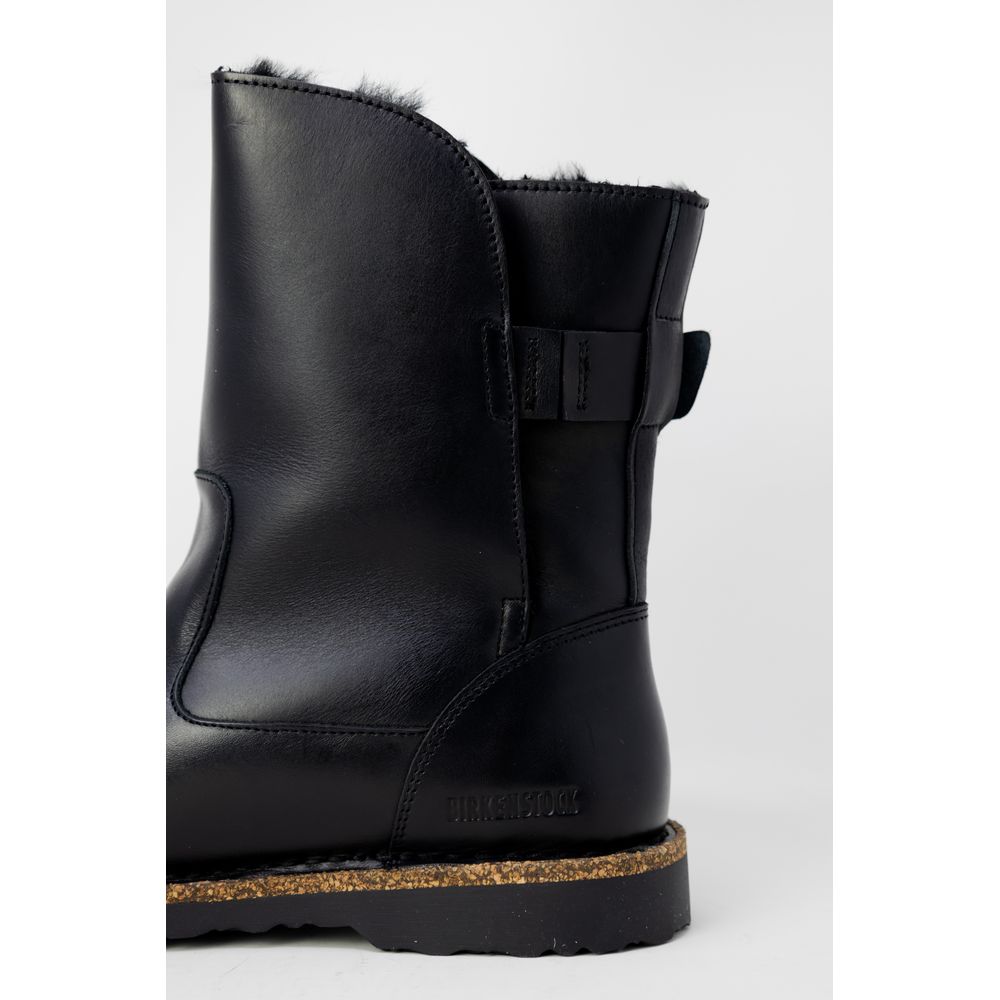 Black Leather Ankle Boots with Shearling Lining by Birkenstock