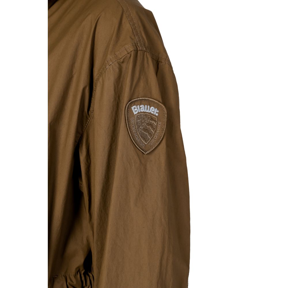 Bicolor Cotton Parka with Adjustable Waist Drawstring