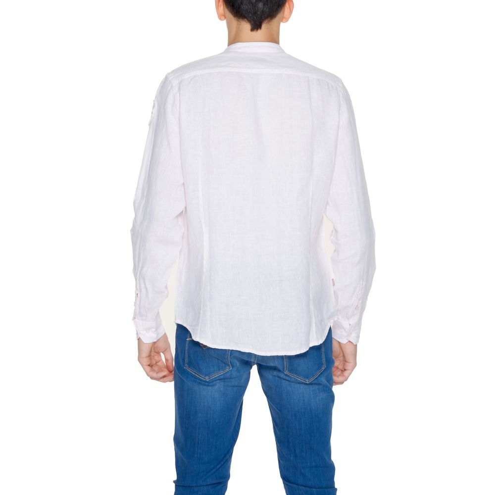 Multicolor Linen Shirt with Mandarin Collar