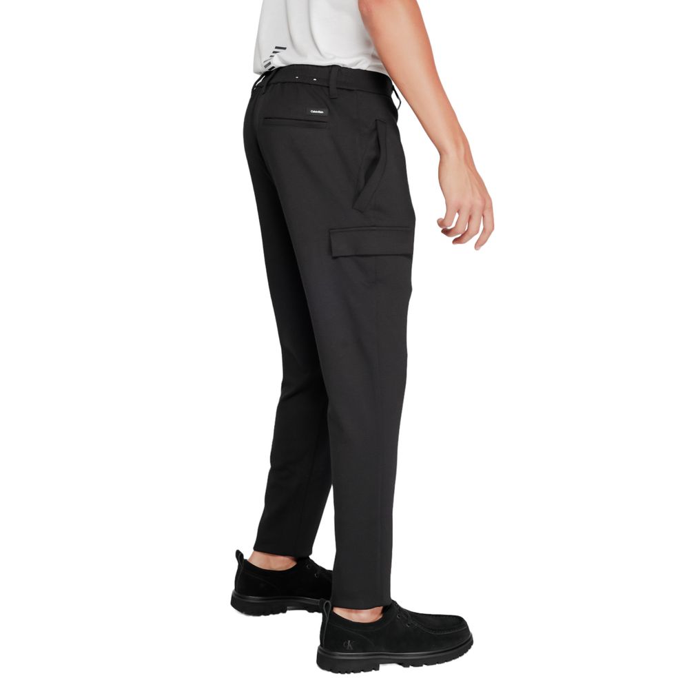Black Recycled Polyester Joggers (Workout Pants)Discover the Calvin Klein Comfort Knit Tapered sports pants for men, model K10K113487, crafted from an innovative blend of sustainable materials. With 75% recycled polyester and 22% sustainable viscose, thes