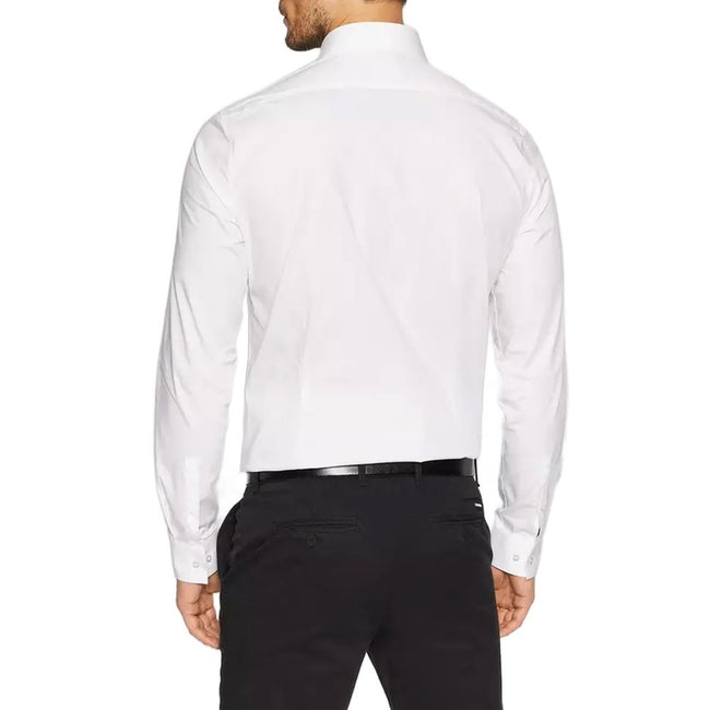 White Cotton Dress ShirtDiscover the Calvin Klein K10K108229 long-sleeve shirt for men, crafted from stretch poplin for a slim fit that accentuates the male silhouette. This shirt is made from 100% high-quality cotton, ensuring comfort and breathability t