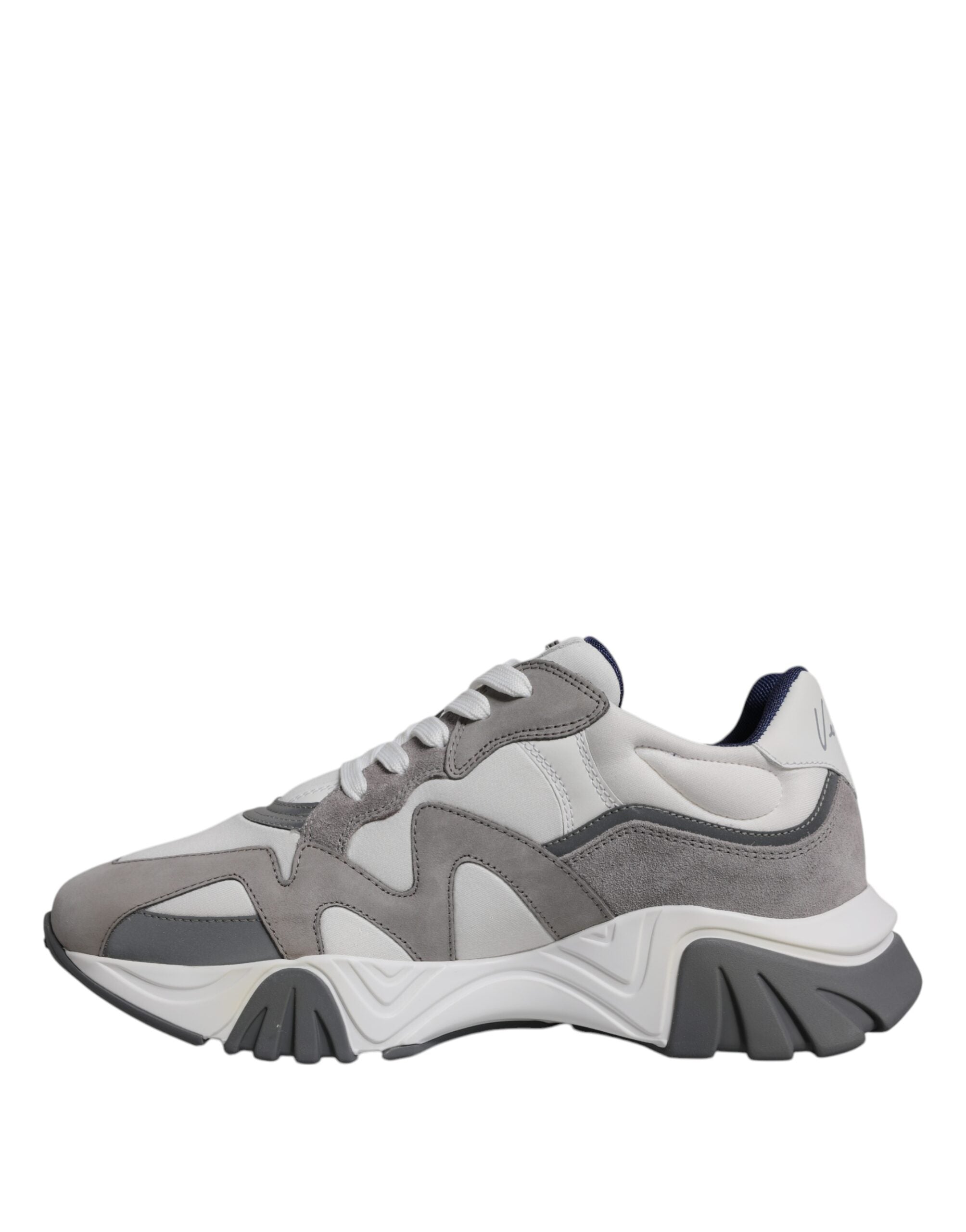 Grey Leather Neoprene Chunky Low Top Squalo Sneakers ShoesVERSACE Gorgeous brand new with tags, 100% Authentic VERSACE Squalo gray leather mesh chunky sneakers. Model: Low-top sneakers Colour: Grey Material: 60% CO 40% VL Rubber sole Lace up closure Logo