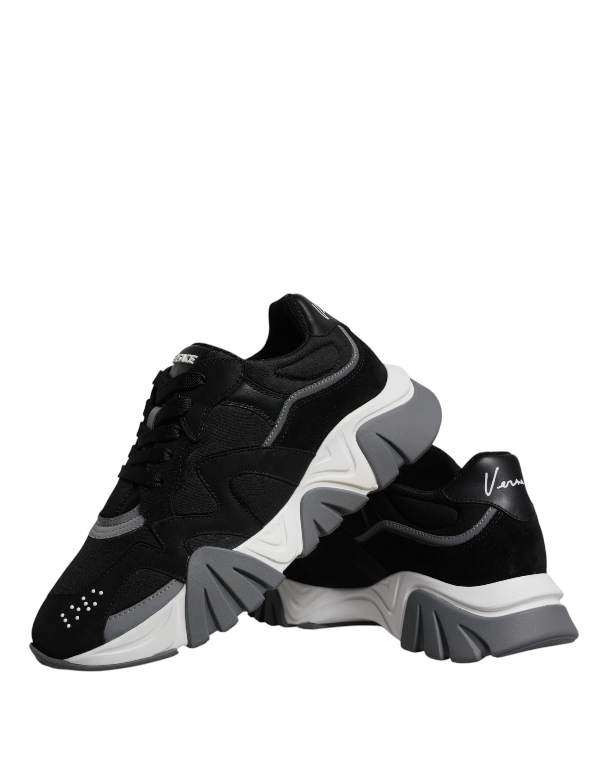 Schwarze Low-Top-Sneaker Squalo aus klobigem Leder von Versace