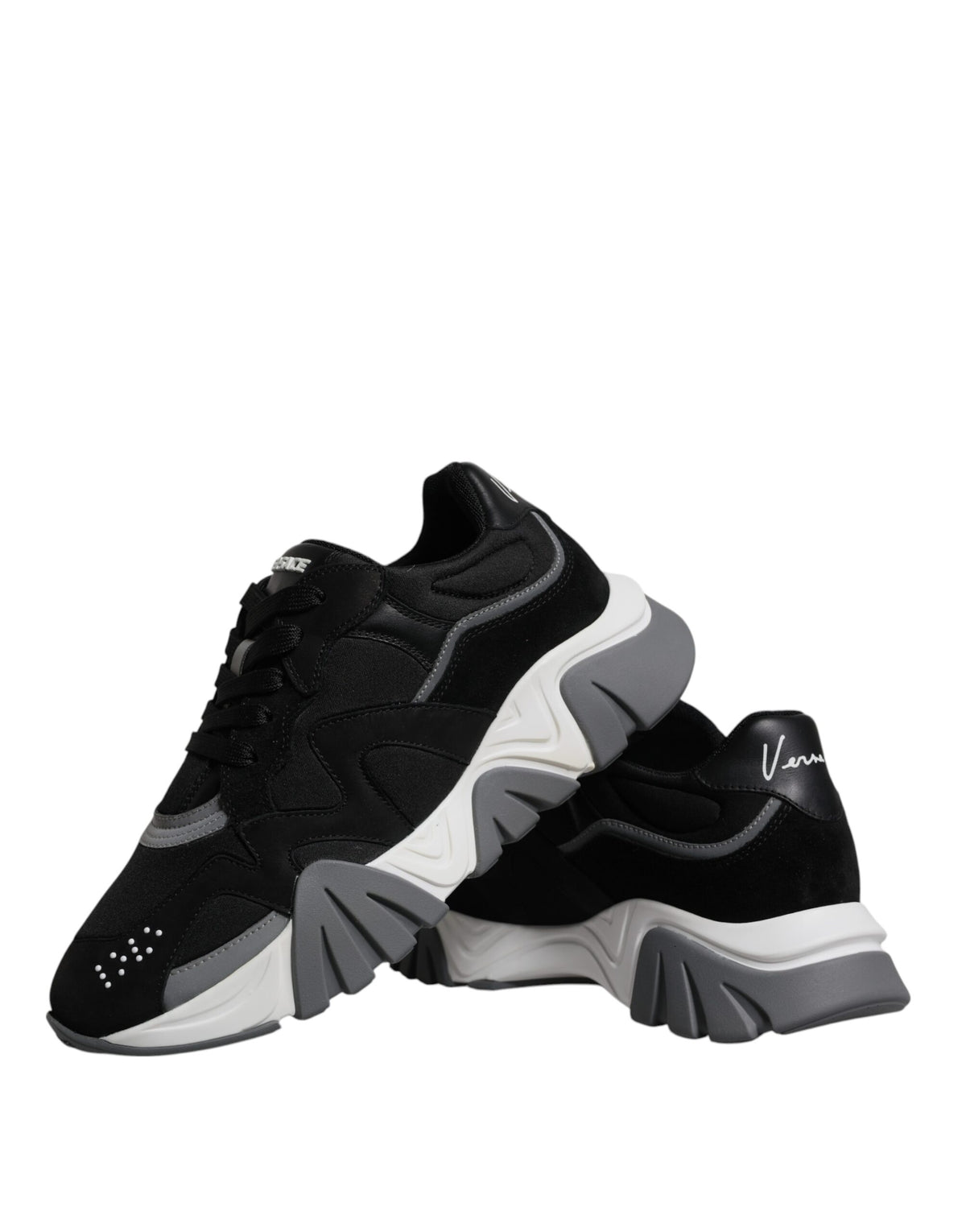 Chaussures Versace Squalo basses en cuir noir et néoprène