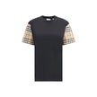 Black Cotton T-ShirtBurberry’s Cotton Check Archive Sleeve T-shirt is a garment that combines comfort with distinctive style. Featuring a ribbed collar, this T-shirt features sleeves embellished with the iconic Archivio Check pattern, one of the brand’s h