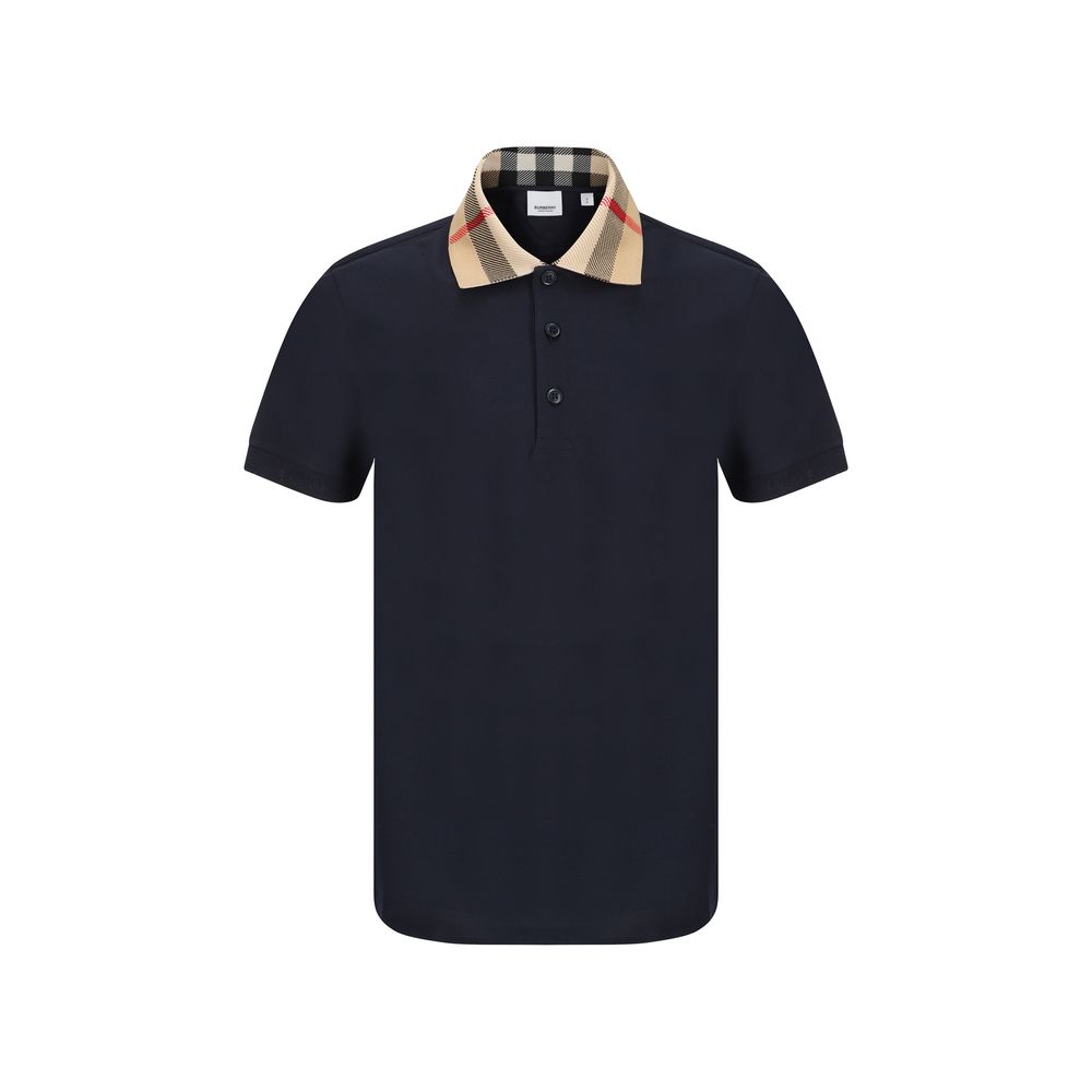 Blaues Baumwoll-Poloshirt mit Archivio Check von Burberry