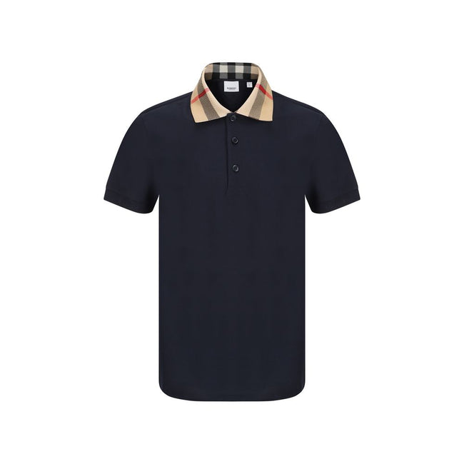 Blue Cotton Polo ShirtCotton Polo Shirt by Burberry, classic ribbed collar with iconic all-over repeated Archivio Check pattern detail, tone-on-tone front buttons, monochrome pattern, regular fit. Season: AW25 Composition: GENERAL 100% Cotton MADE IN PORT