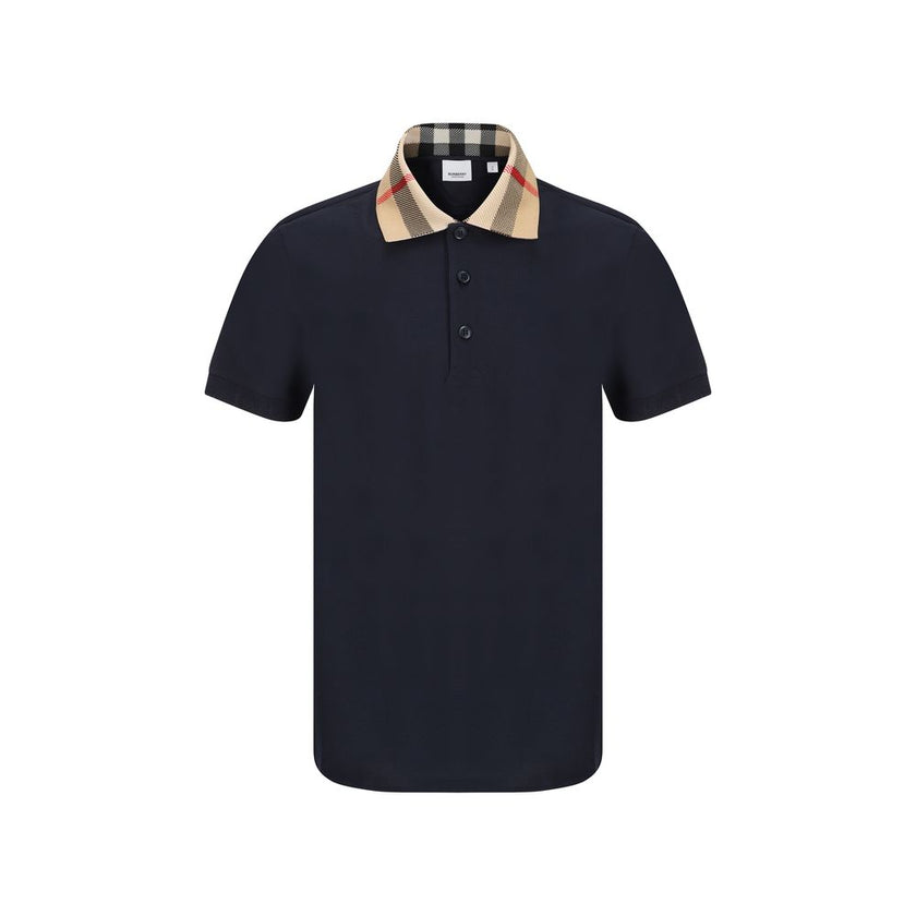 Blue Cotton Polo ShirtCotton Polo Shirt by Burberry, classic ribbed collar with iconic all-over repeated Archivio Check pattern detail, tone-on-tone front buttons, monochrome pattern, regular fit. Season: AW25 Composition: GENERAL 100% Cotton MADE IN PORT