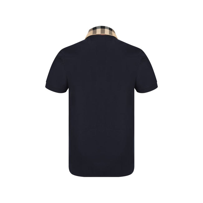 Blue Cotton Polo ShirtCotton Polo Shirt by Burberry, classic ribbed collar with iconic all-over repeated Archivio Check pattern detail, tone-on-tone front buttons, monochrome pattern, regular fit. Season: AW25 Composition: GENERAL 100% Cotton MADE IN PORT
