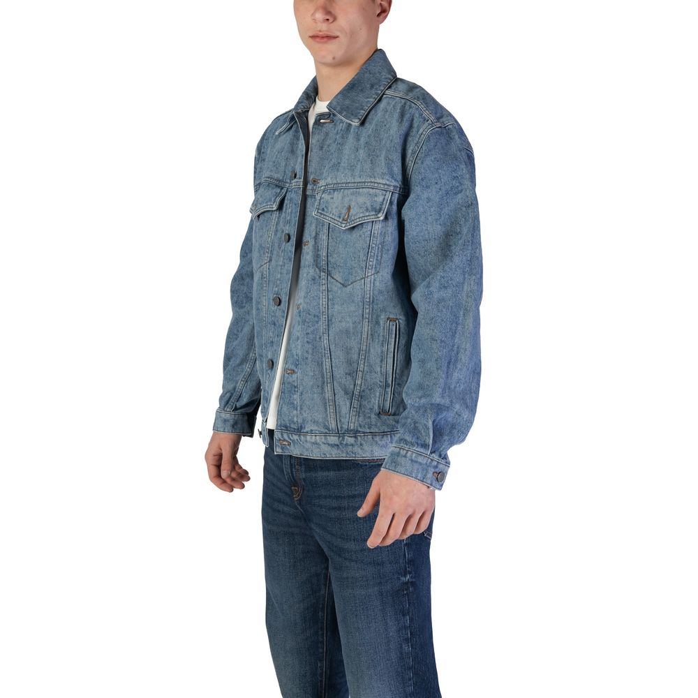 veste en jean bleu clair en coton