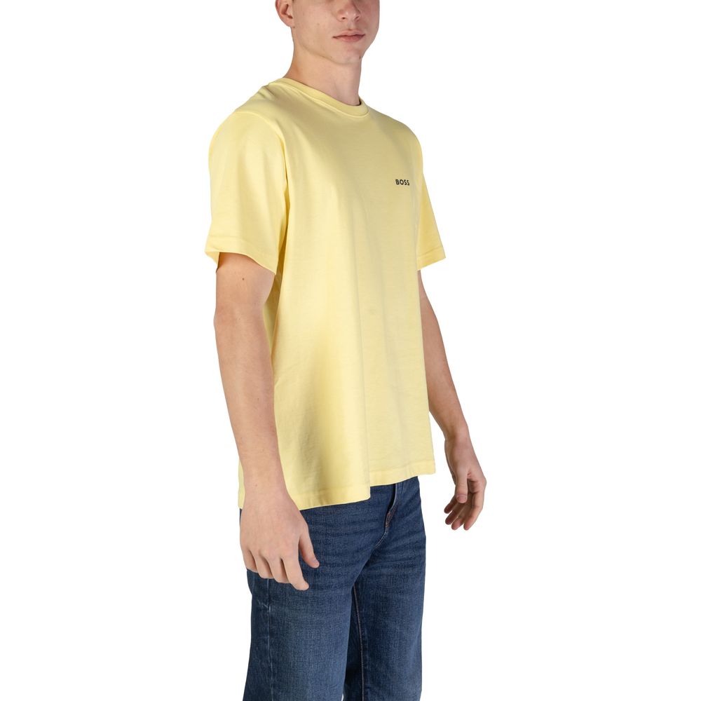 Yellow Cotton T-ShirtThe Boss men’s short-sleeved t-shirt 10189487 50515357 is crafted from 100% high-quality cotton, ensuring natural comfort and breathability for any season. This model features a regular fit, a classic crew neck, and meticulous finishi