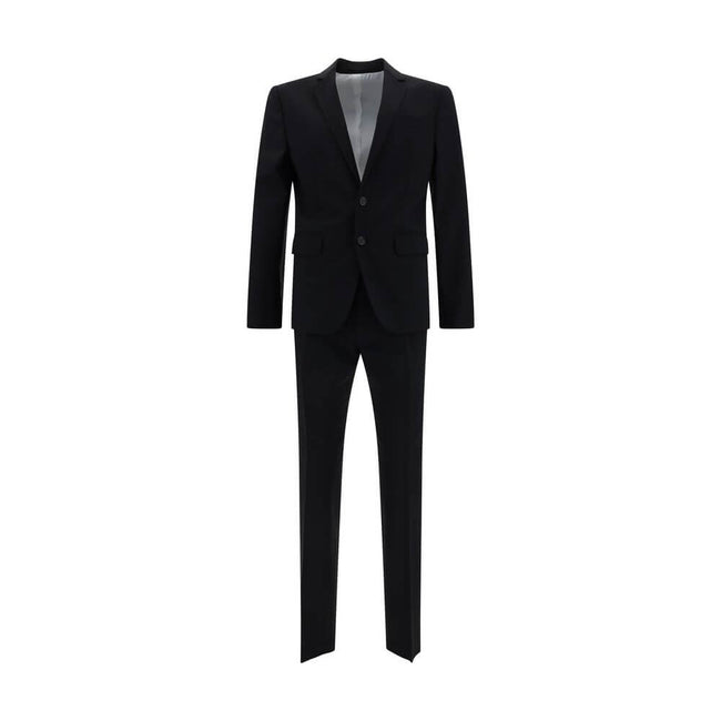 Blue Fleece Wool Two-Piece SuitThe Dsquared2 virgin wool Suit, consisting of a jacket and trousers, is a timeless classic revisited with the brand’s distinctive style. The blazer jacket, made of pure wool, features a front closure with matching buttons, c