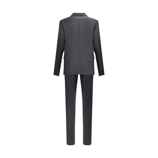 Black Fleece Wool Two-Piece SuitThe London virgin wool Suit by Dsquared2 is a tailored proposal with an impeccable cut and refined style. The blazer jacket, made of pure wool, features a single button front closure, peak lapels, two flap welt pockets on t