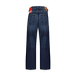 Blue Cotton Relaxed Fit JeansCotton 2010 D-Macs Jeans by Diesel, five-pocket design, front button and zipper closure, waistband loops, iconic branded signature leather pressure-printed patch applied at back. Season: SS25 Composition: 100% Cotton MADE IN T