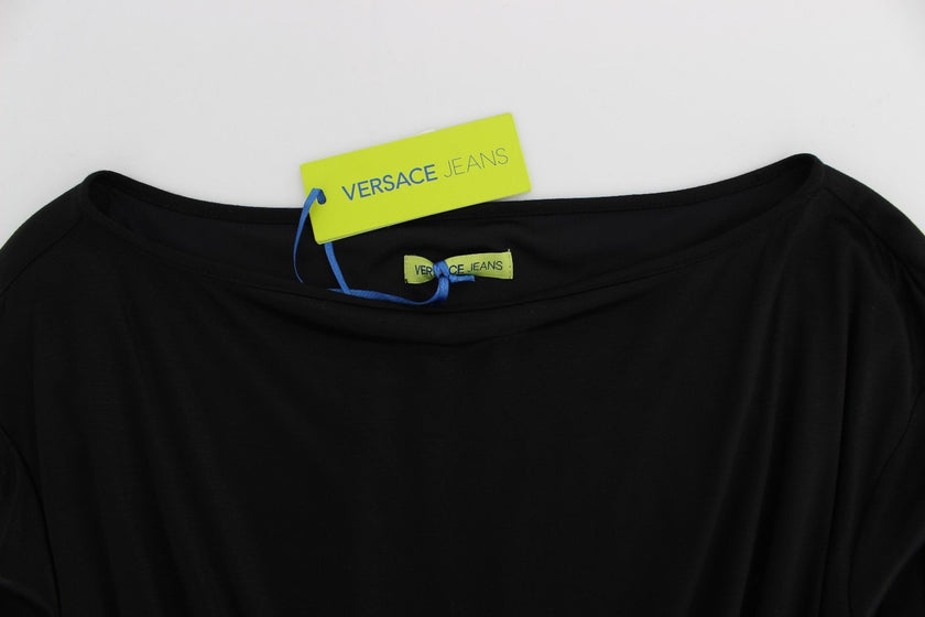 Black Modal Silk Shift Knee DressVERSACE JEANS Couture VJC Absolutely stunning, 100% Authentic, brand new with tags Versace Jeans Couture VJC black shift dress. Color: Black Model: Above knee long sleeve shift Adjustable waist strap Logo details Made in I