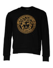 Black Medusa Embroidery Crew Neck Pullover SweaterVERSACE Absolutely stunning, 100% Authentic brand new with tags VERSACE embroidered pullover sweater crafted from cotton features a long sleeves and crew neck. Model: Pullover sweater Color: Black, Gold Ma
