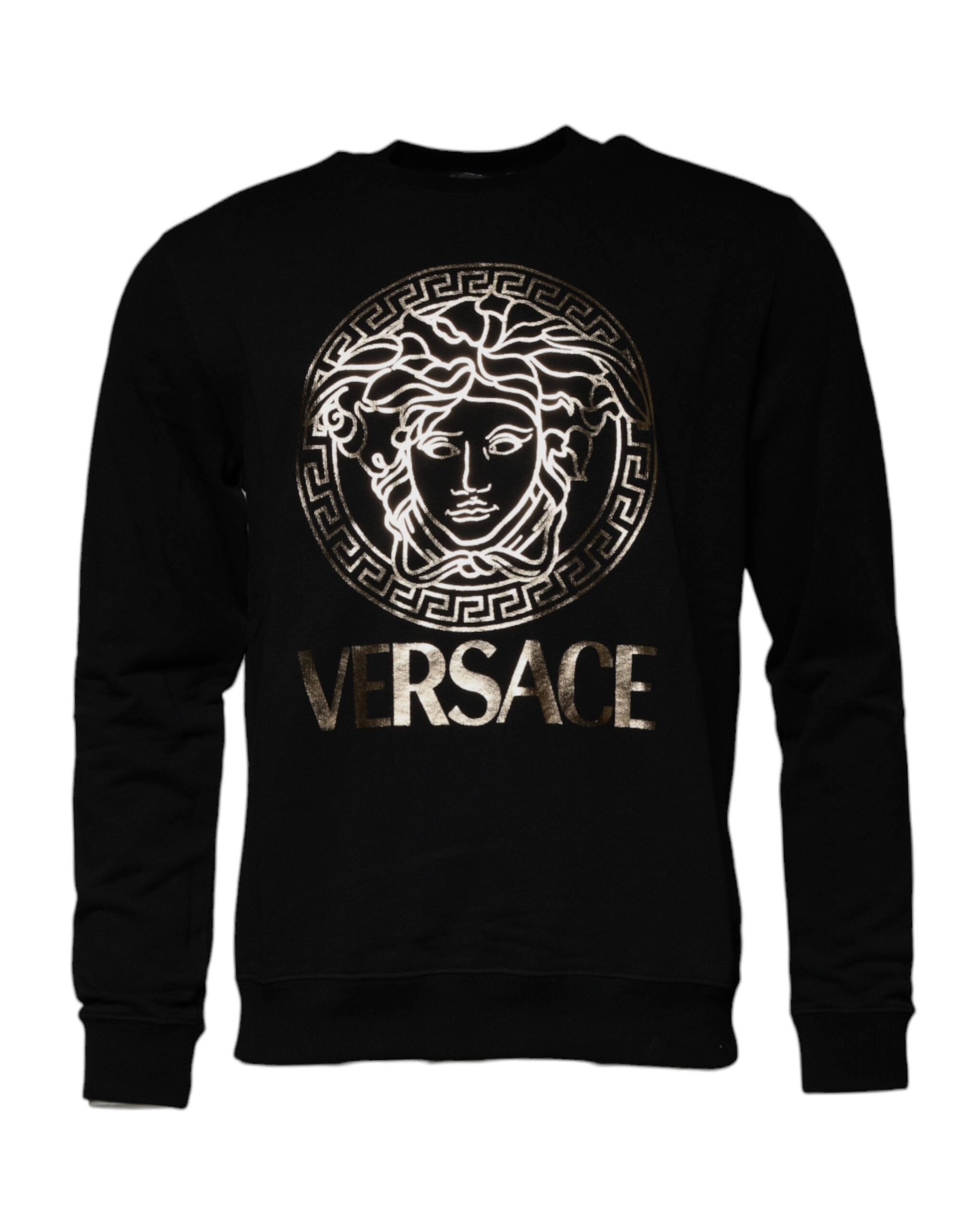 Black Medusa Fleece Men Crew Neck Sweatshirt SweaterVERSACE Absolutely stunning, 100% Authentic, brand new with tags VERSACE printed pullover sweater crafted from cotton features a long sleeves and crew neck. Model: Pullover sweater Colour: Black Material