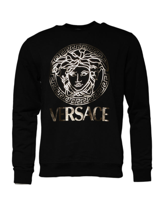 Black Medusa Fleece Men Crew Neck Sweatshirt SweaterVERSACE Absolutely stunning, 100% Authentic, brand new with tags VERSACE printed pullover sweater crafted from cotton features a long sleeves and crew neck. Model: Pullover sweater Colour: Black Material