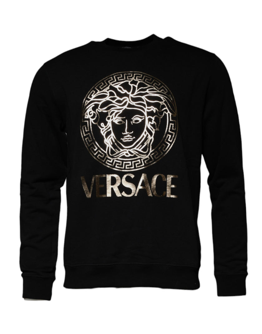 Black Medusa Fleece Men Crew Neck Sweatshirt SweaterVERSACE Absolutely stunning, 100% Authentic, brand new with tags VERSACE printed pullover sweater crafted from cotton features a long sleeves and crew neck. Model: Pullover sweater Colour: Black Material