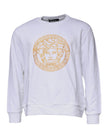 White Medusa Embroidery Crew Neck Pullover SweaterVERSACE Absolutely stunning, 100% Authentic brand new with tags VERSACE embroidered pullover sweater crafted from cotton features a long sleeves and crew neck. Model: Pullover sweater Color: White, Gold Ma