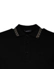 Black Viscose Collared Polo Short Sleeves T-shirtVERSACE Absolutely stunning, 100% Authentic brand new with tags VERSACE polo t-shirt crafted from viscose blend features a short sleeves and collared neck. Model: Collared neck polo t-shirt Colour: Black Ma