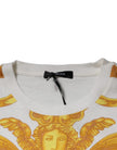 White Medusa Print Cotton Crew Neck T-shirtVERSACE Absolutely stunning, 100% Authentic brand new with tags VERSACE medusa print t-shirt crafted from cotton features a short sleeves and crew neck. Model: Crew neck t-shirt Color: White, Gold Material: 100%