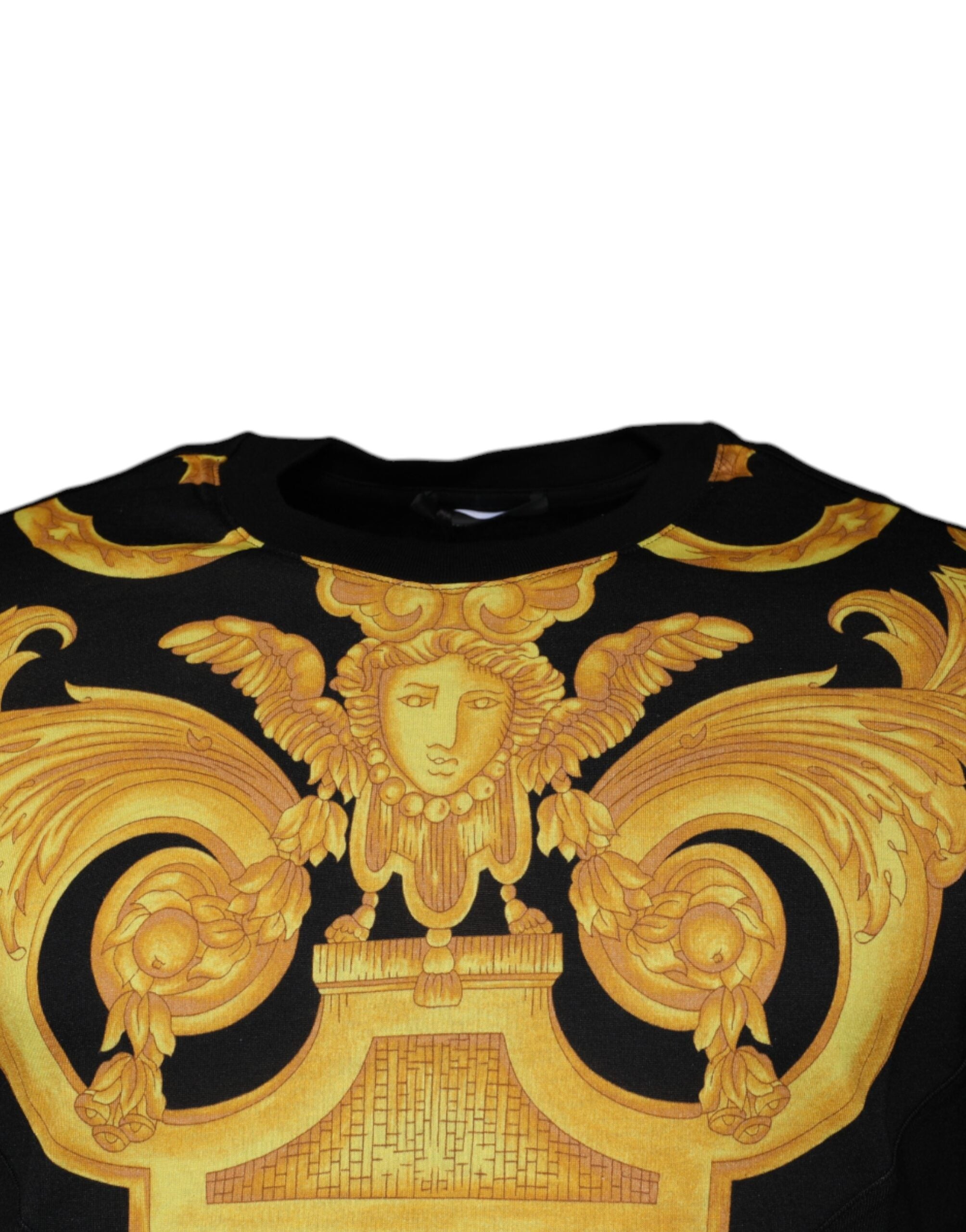 T-shirt à col rond en coton imprimé Méduse noire