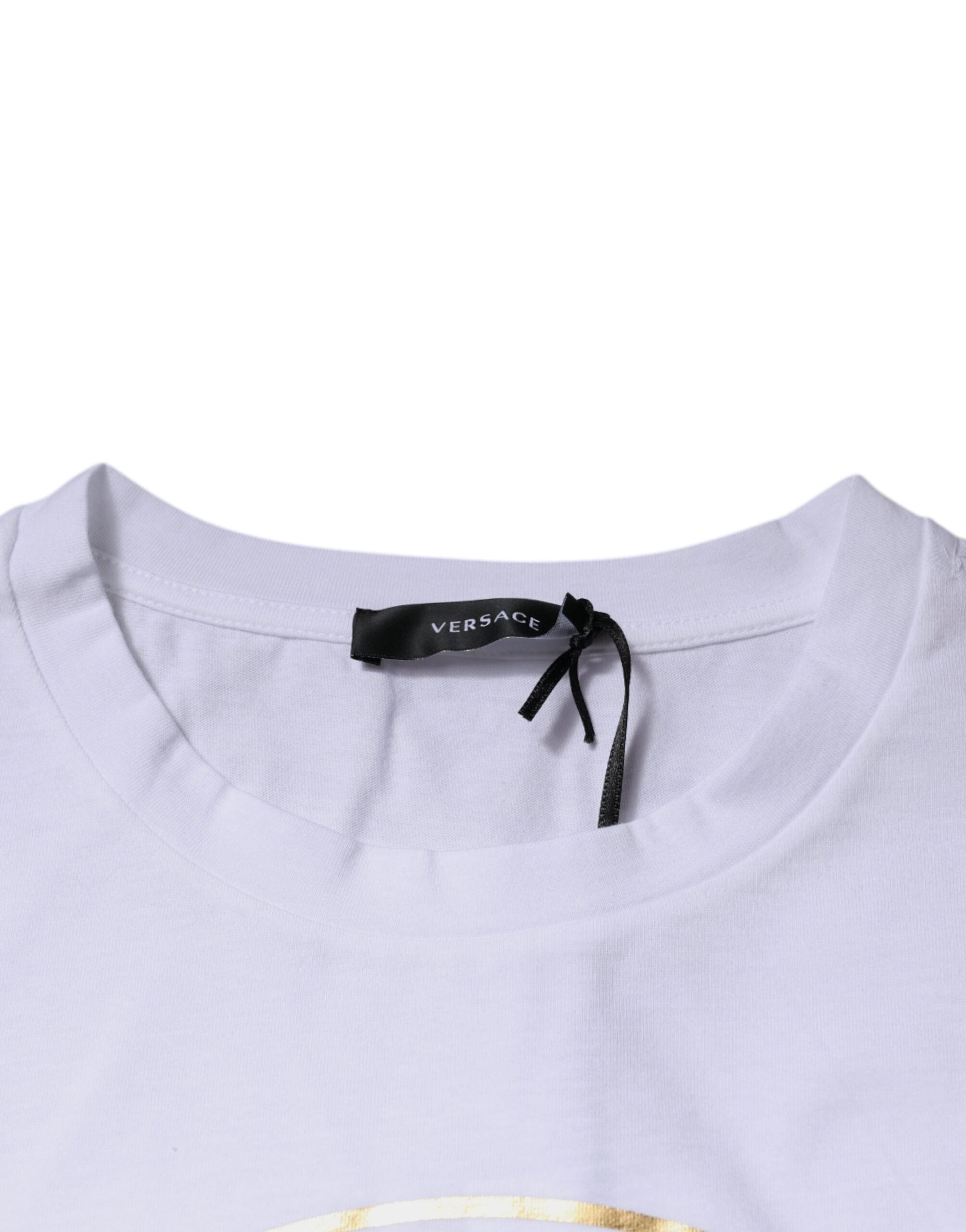 Versace weißes Baumwoll-T-Shirt mit Medusa-Print und Rundhalsausschnitt