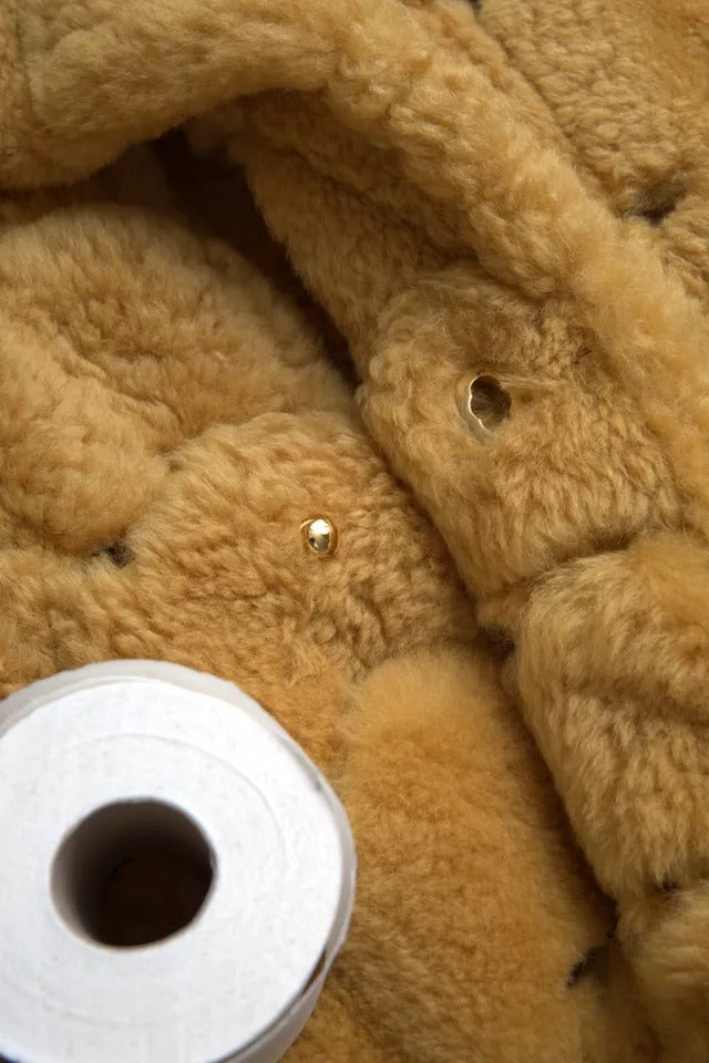 Bottega Veneta Gelber langer Teddy-Mantel aus Wolle